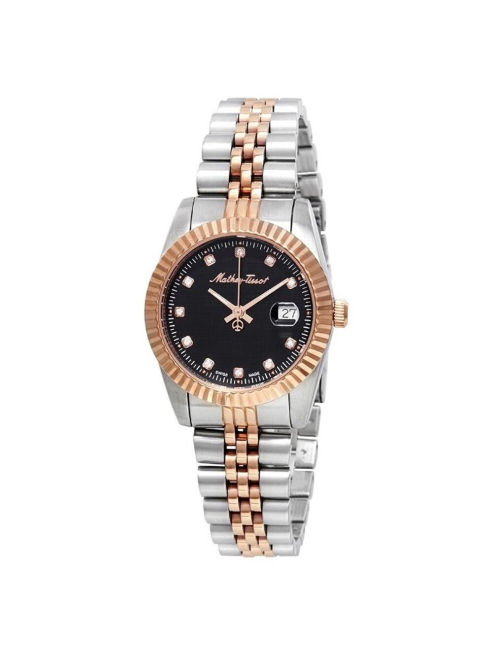 NWT Mathey-Tissot Mathey III Quartz Crystal Black Dial Ladies Watch
